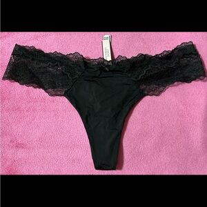 Victoria’s Secret Black Lace Thong Size Large